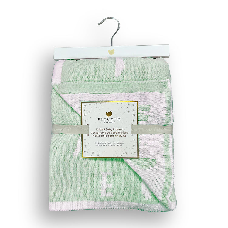Feather Chenille Reversible Stroller Blanket on Wooden Hanger