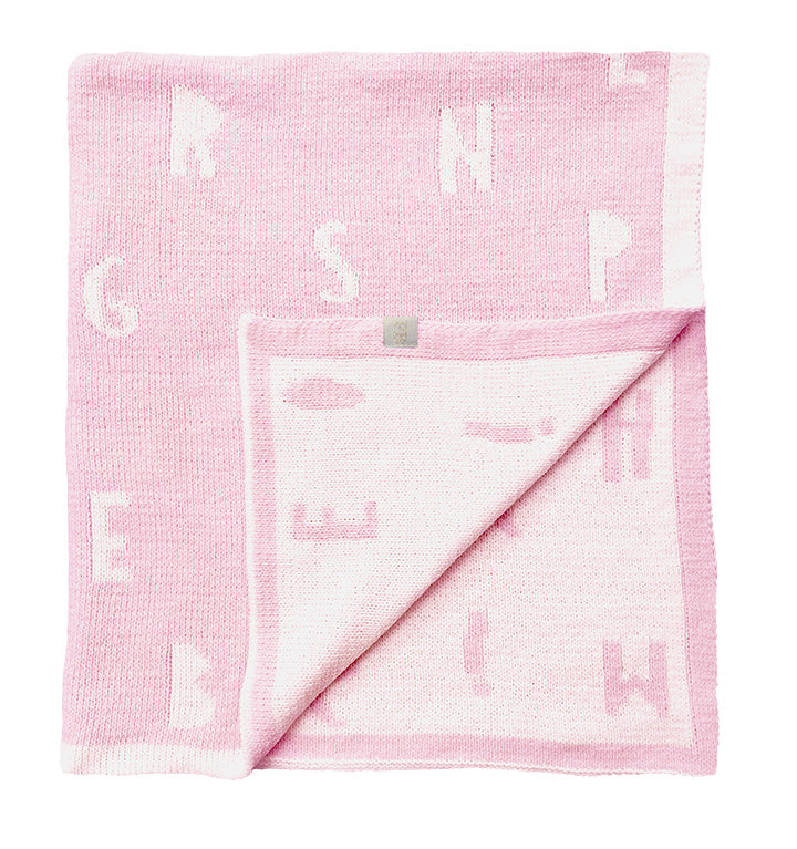 Feather Chenille Reversible Stroller Blanket on Wooden Hanger