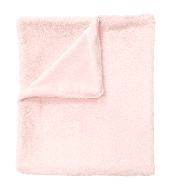 Faux Fur Stroller Blanket on Wooden Hanger