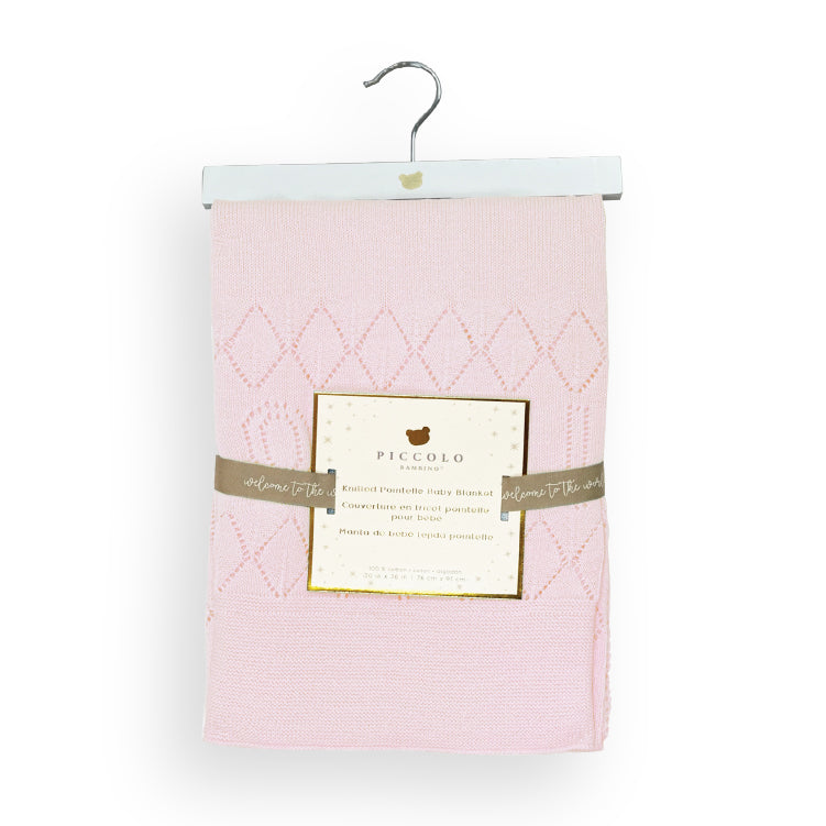 Pointelle Signature Stroller Blanket on Wooden Hanger