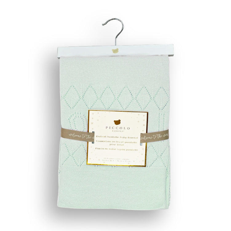 Pointelle Signature Stroller Blanket on Wooden Hanger
