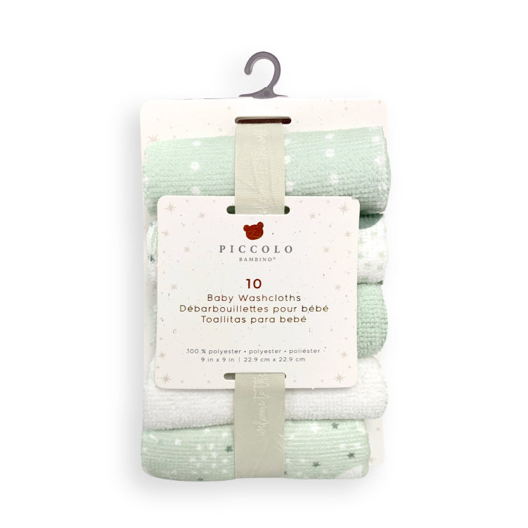 10 Pack Washcloths One Size 9" X 9"