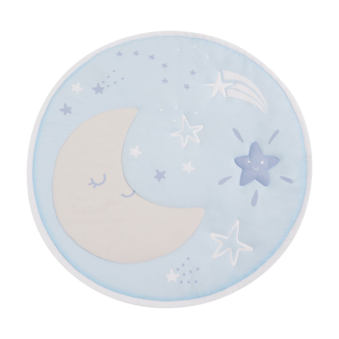 Moon Quilted Round Playmat on Wooden Hanger