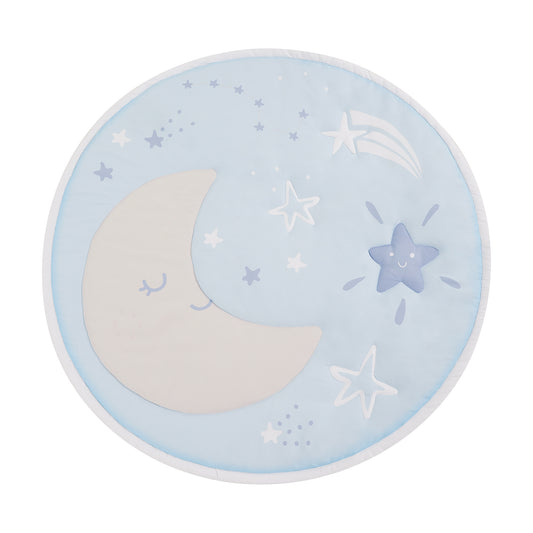 Moon Quilted Round Playmat on Wooden Hanger