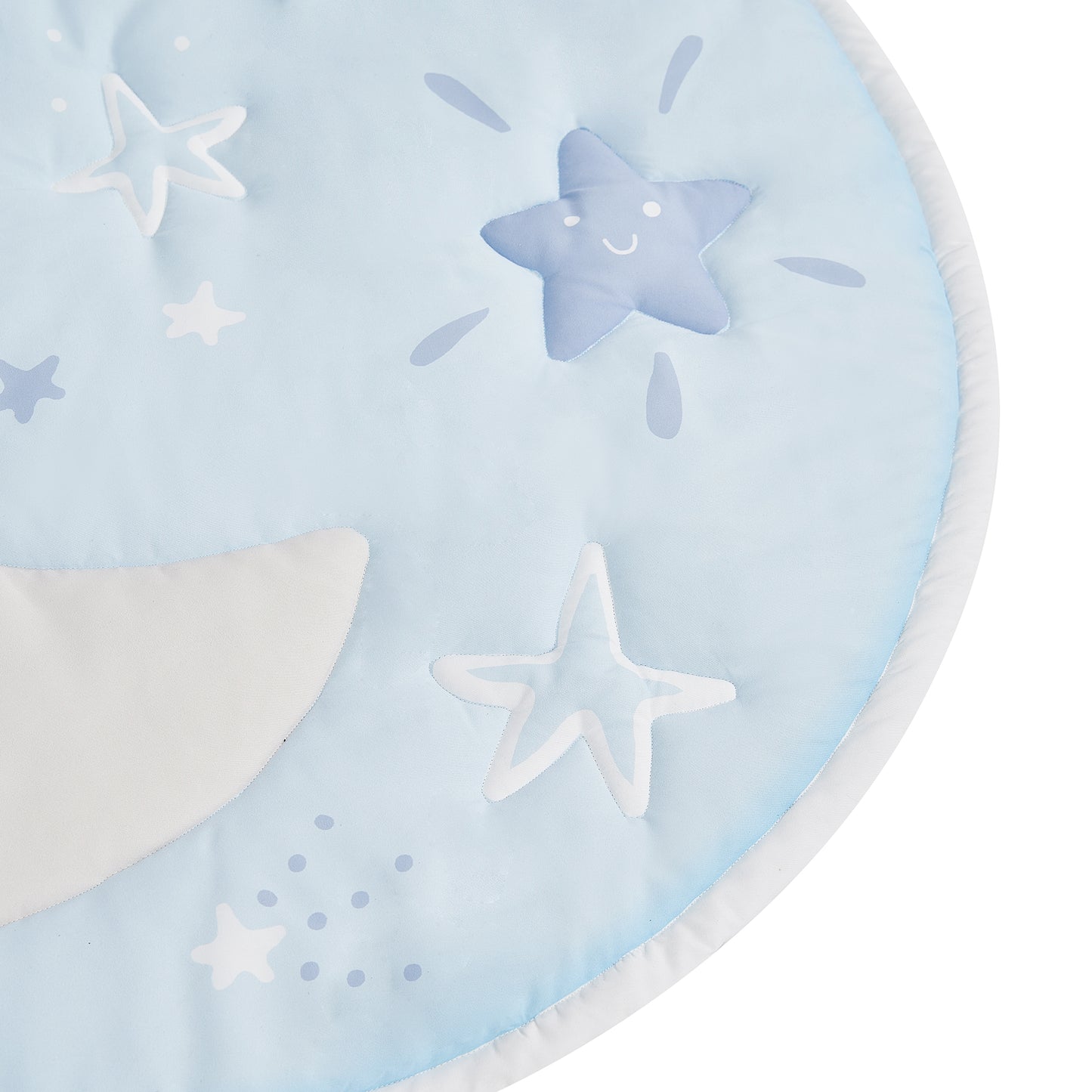 Moon Quilted Round Playmat on Wooden Hanger