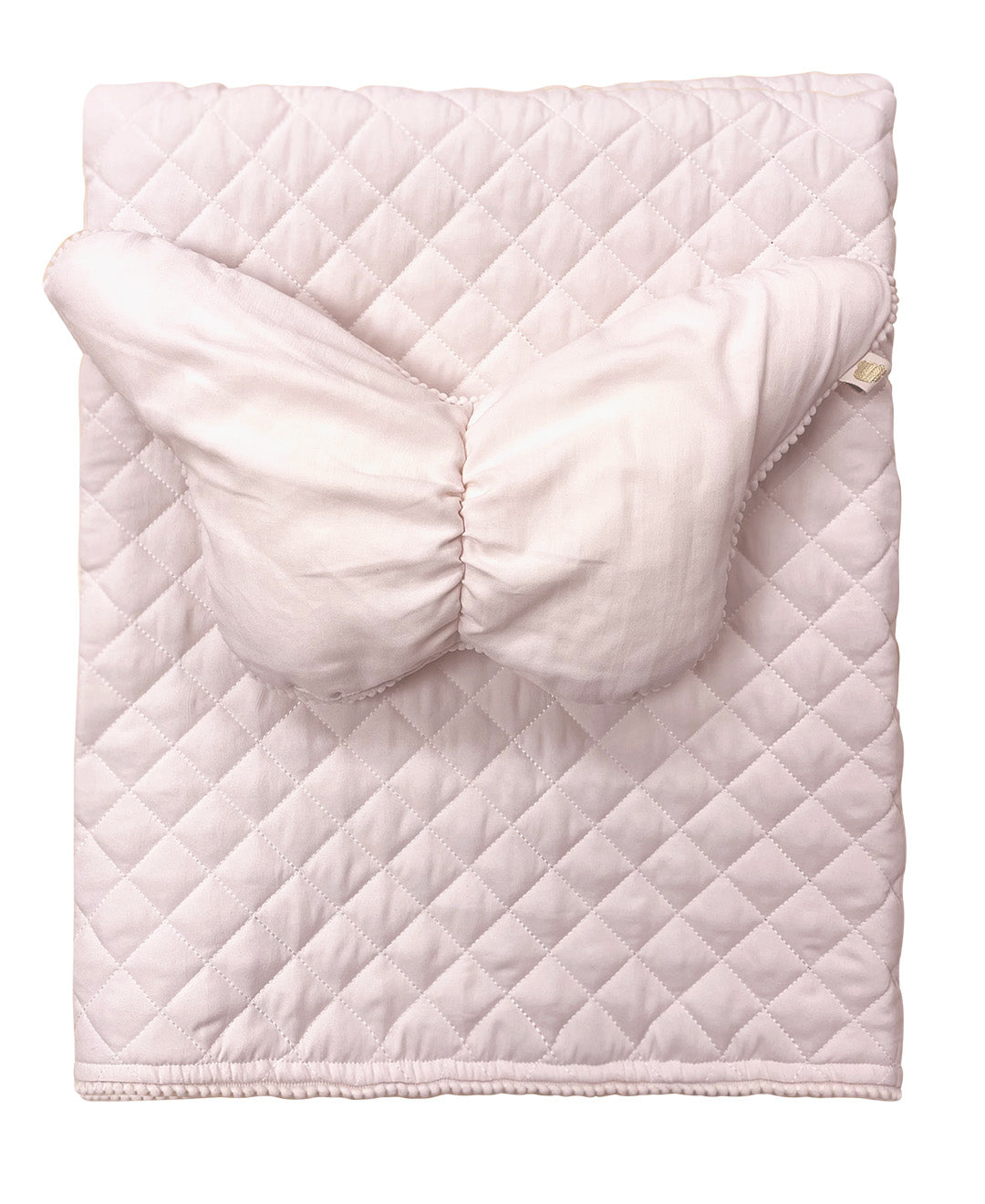 Microfiber Diamond Quilt blanket with Shape Pillow on Wooden Hanger