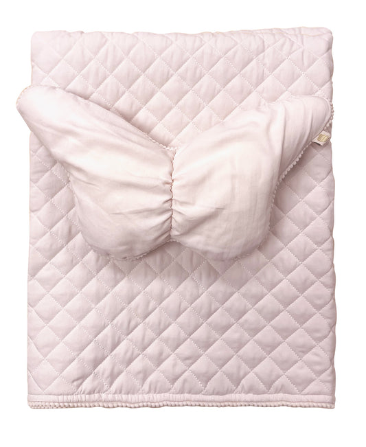 Microfiber Diamond Quilt blanket with Shape Pillow on Wooden Hanger
